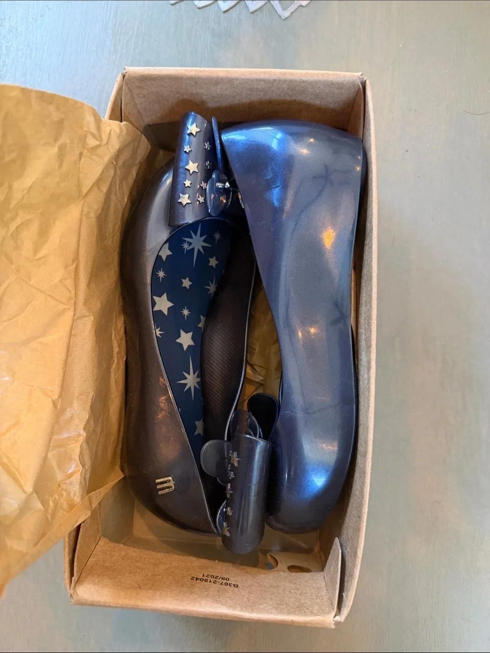 Mini Melissa Ultragirl Star Kids Ballerina Shoes - Navy Blue